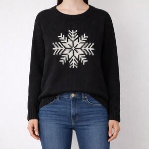 Wooden Ships Paola Buendia Snowflake Mohair Wool Blend Sweater Black XL/L